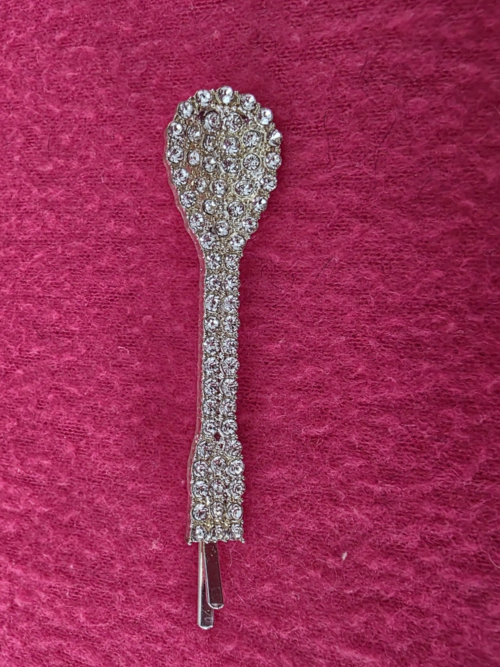 Crystal-Embellished Silver Hair Pin - Sparkling Clear Rhinestones